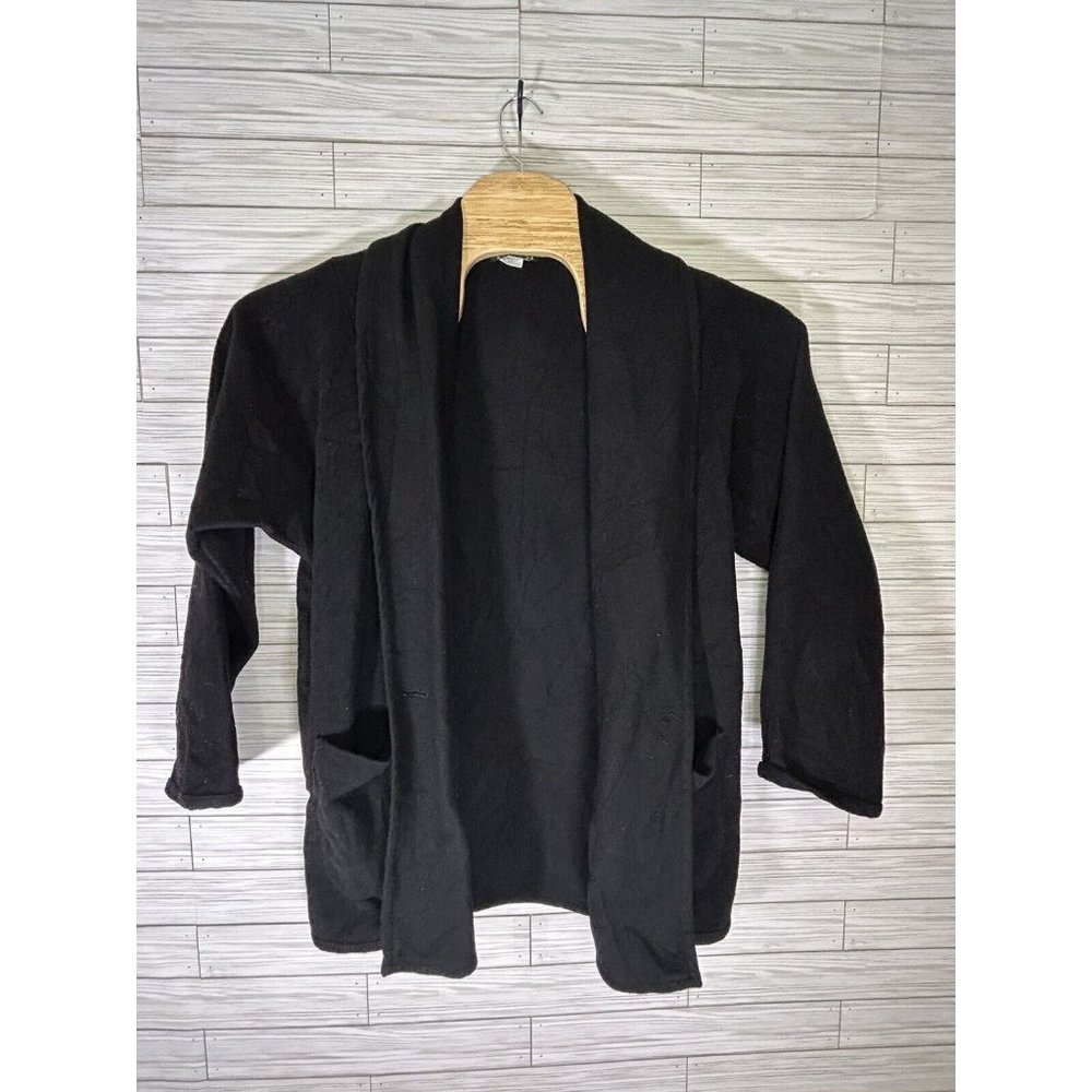 Vintage Eileen Fisher New York Size 1 Women  Black Button Close Cardigan Wool